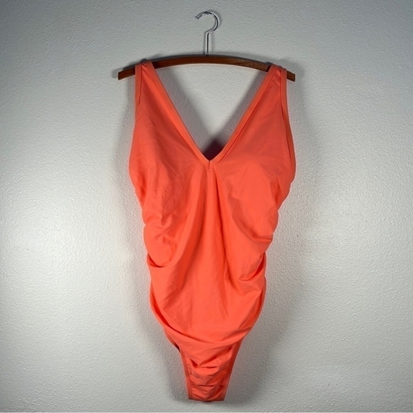 NWT Kona Sol Womens Peach Ruched One Piece Swimming Suit Size 18W - Picture 4 of 9